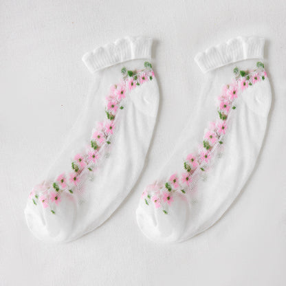 Rufia - Floral Short Ankle Sheer Socks