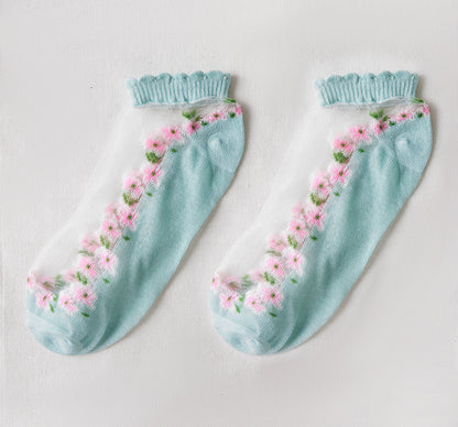 Rufia - Floral Short Ankle Sheer Socks