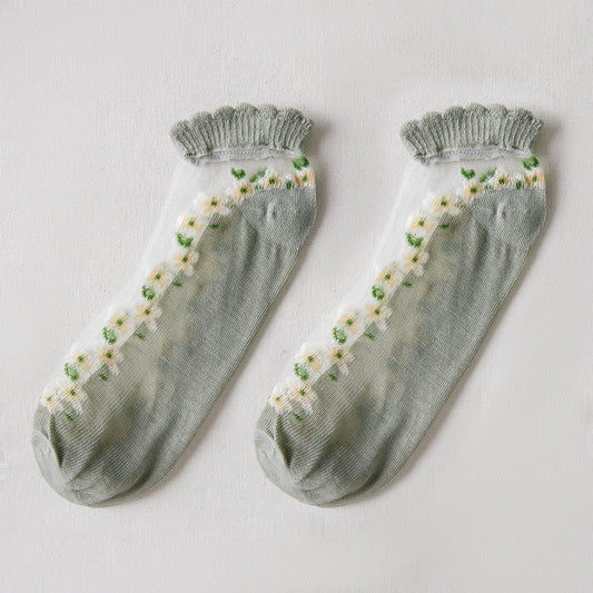 Rufia - Floral Short Ankle Sheer Socks