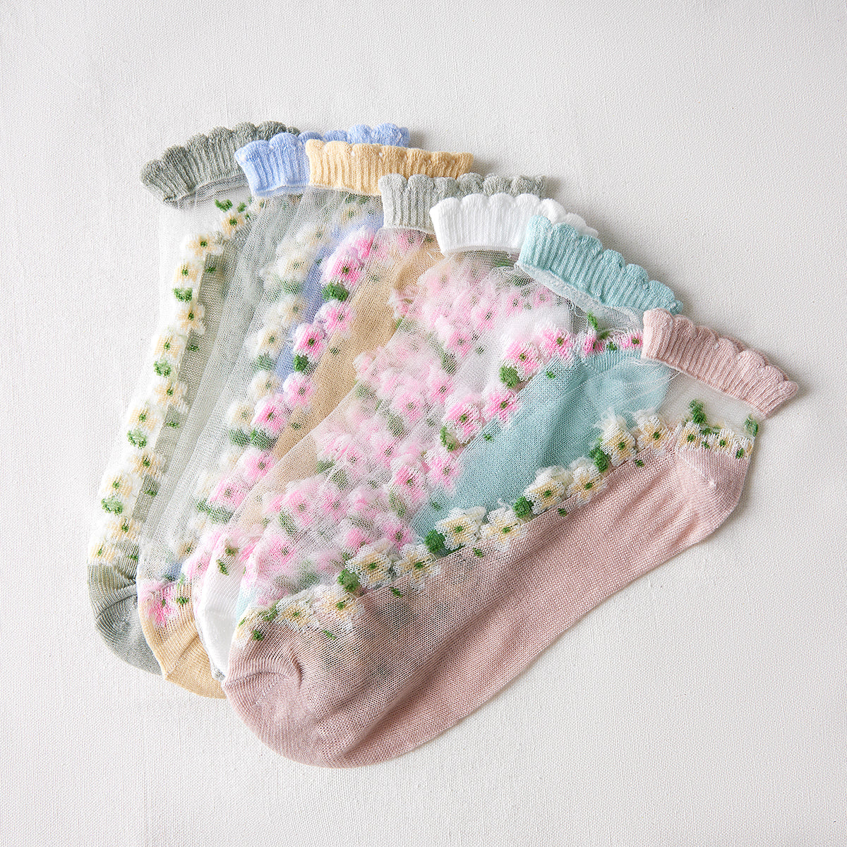 Rufia - Floral Short Ankle Sheer Socks