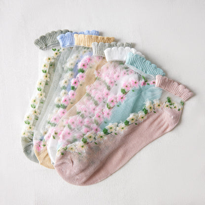 Rufia - Floral Short Ankle Sheer Socks