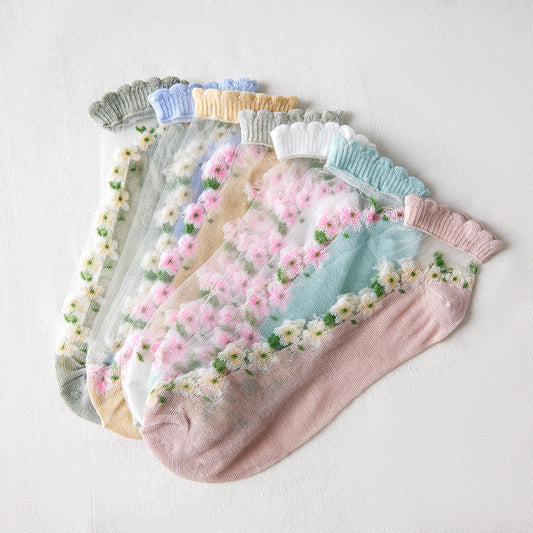 Rufia - Floral Short Ankle Sheer Socks