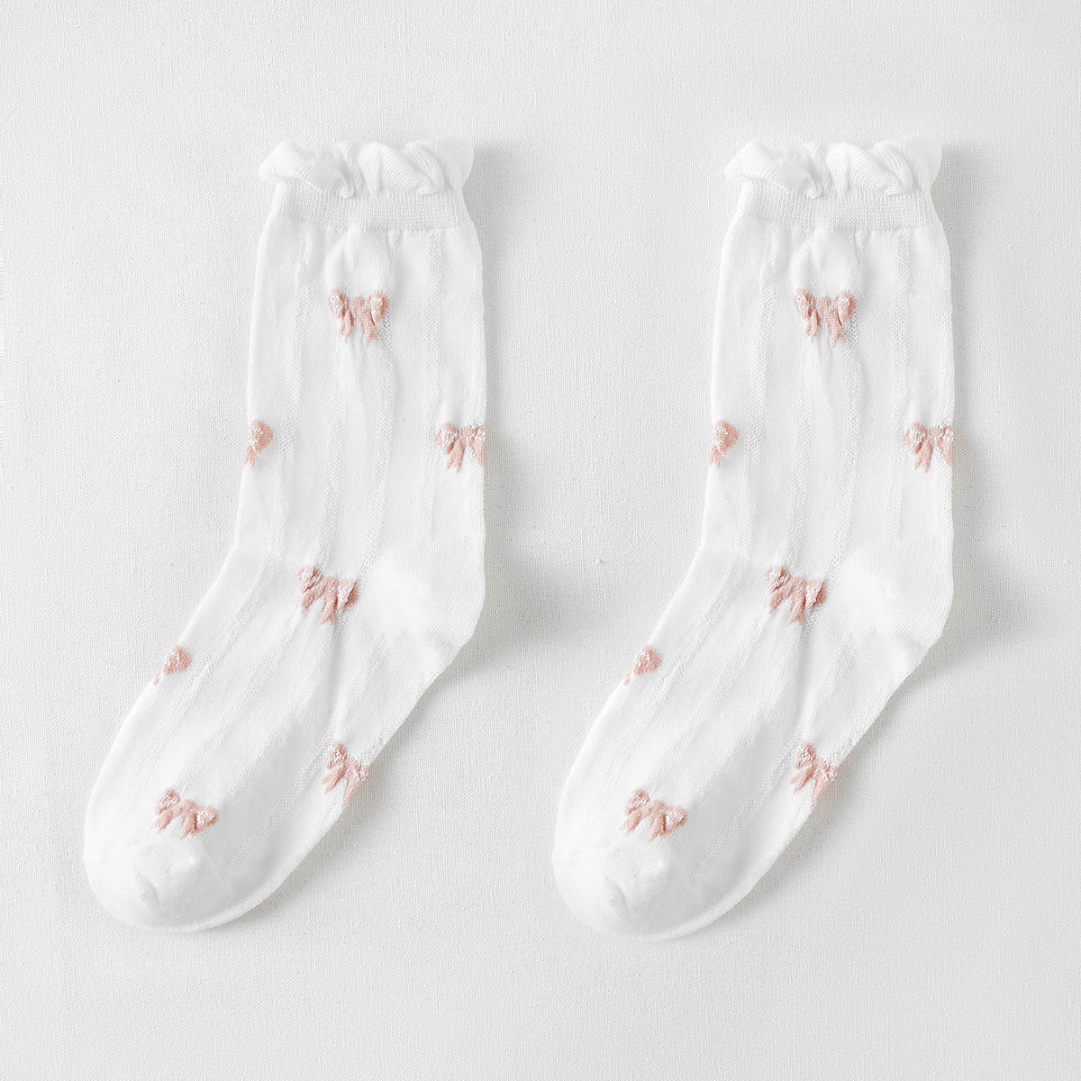Rufia - White Rolled Edge Socks for Women