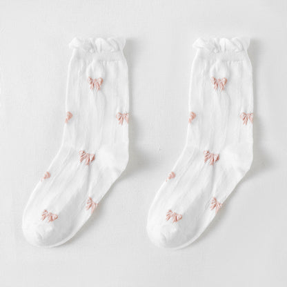 Rufia - White Rolled Edge Socks for Women