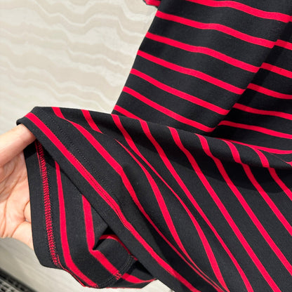 Prada Striped Short-sleeved T-shirt Red mix Black Cotton