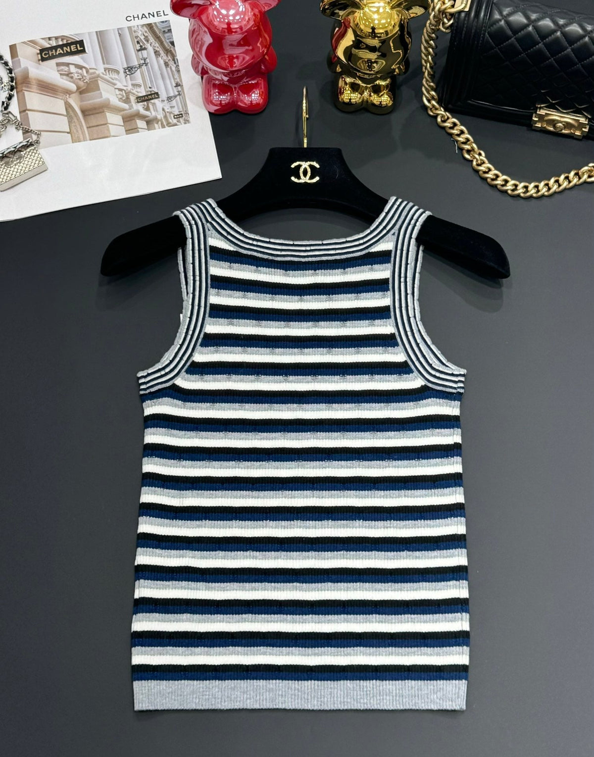 Chanel 25 Tank Top Multicolor Wool with Tencel 229623
