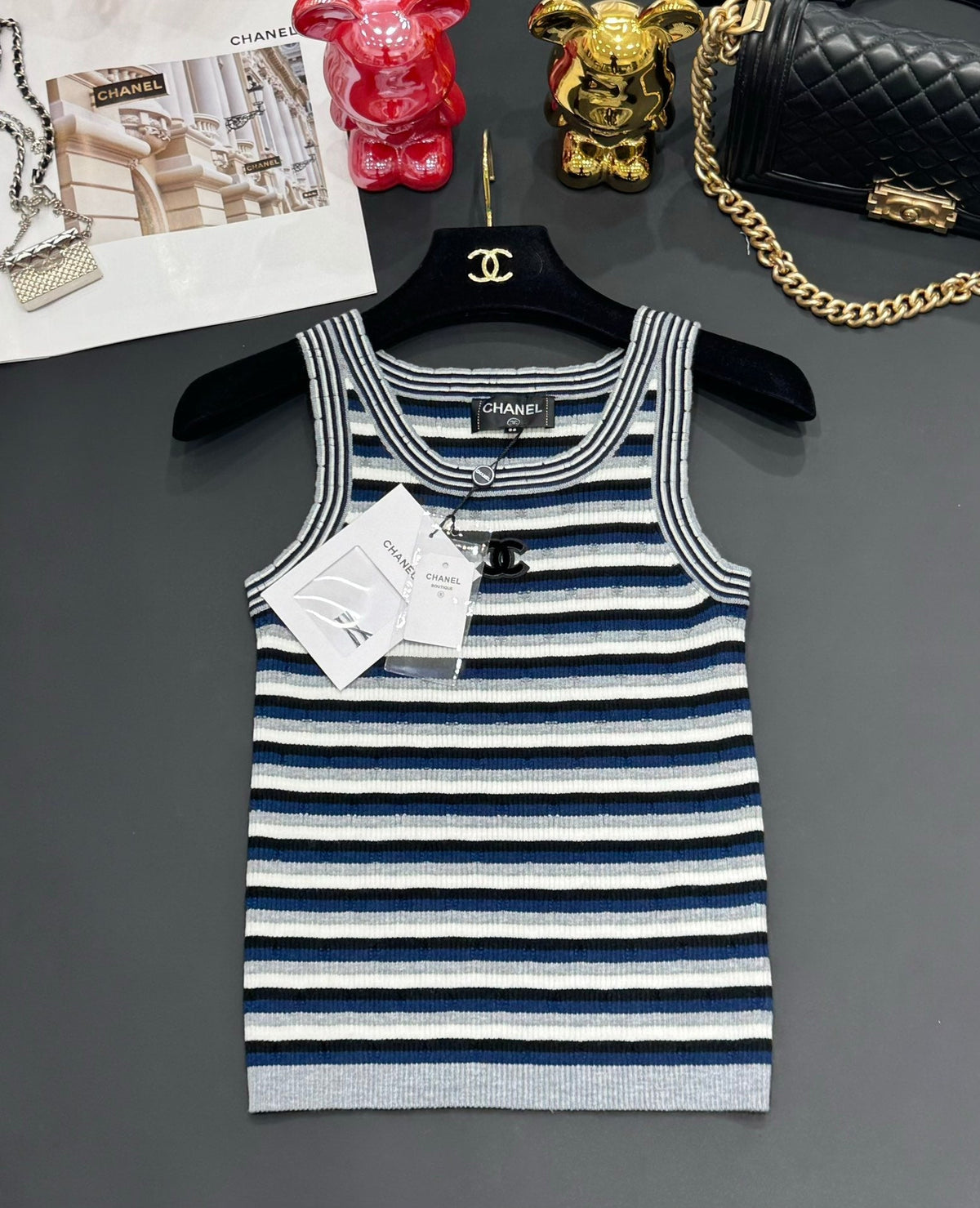 Chanel 25 Tank Top Multicolor Wool with Tencel 229623