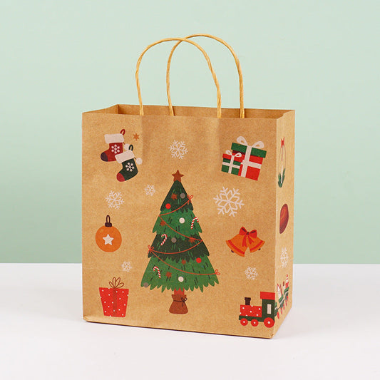 Christmas Kraft Paper Gift Packaging Handbag