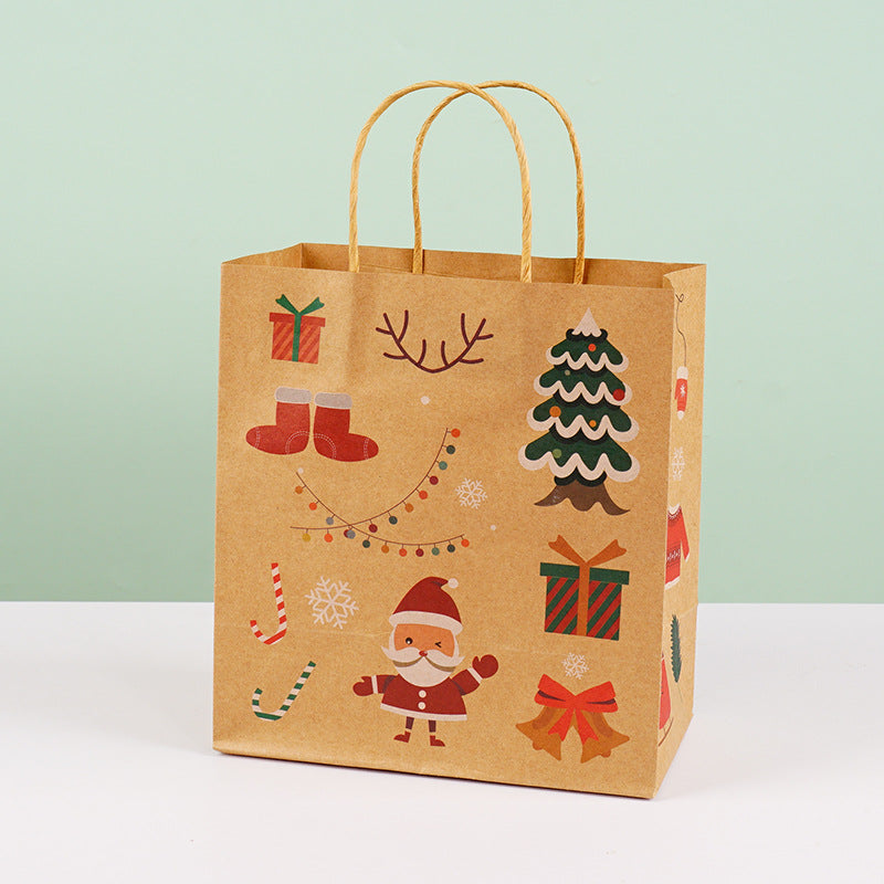 Christmas Kraft Paper Gift Packaging Handbag
