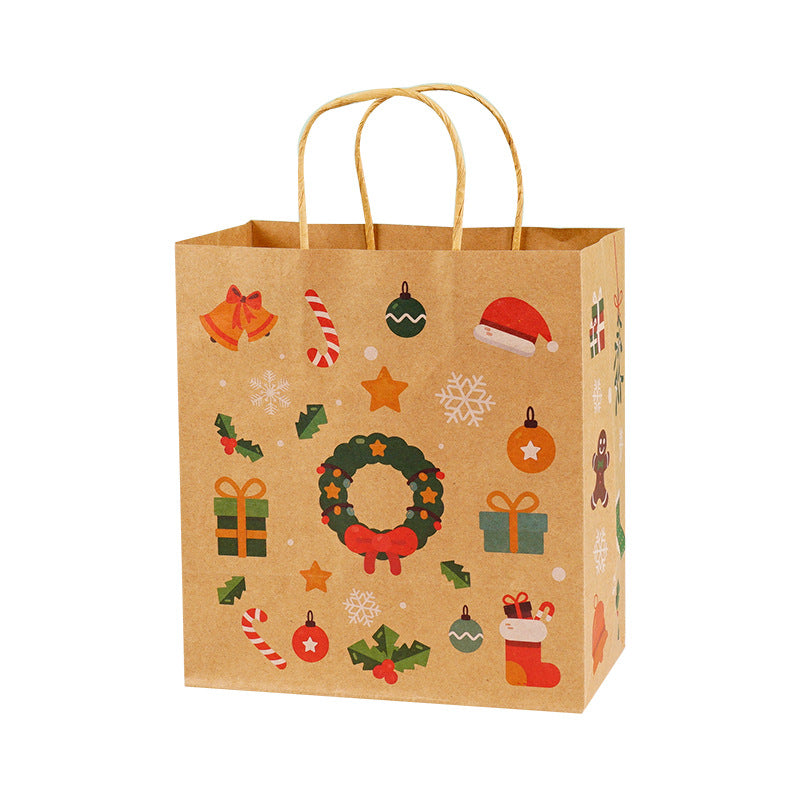 Christmas Kraft Paper Gift Packaging Handbag