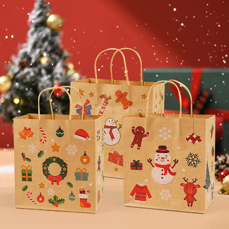 Christmas Kraft Paper Gift Packaging Handbag