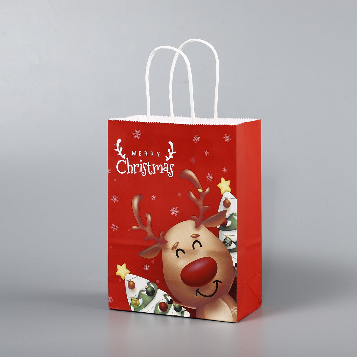 Christmas Kraft Paper Gift Bag With Printed Designs