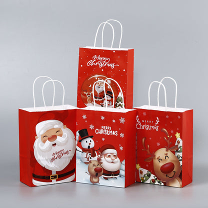 Christmas Kraft Paper Gift Bag With Printed Designs