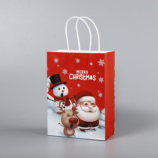 Christmas Kraft Paper Gift Bag With Printed Designs