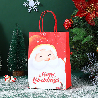 Christmas Kraft Paper Gift Handbag With Festive Designs