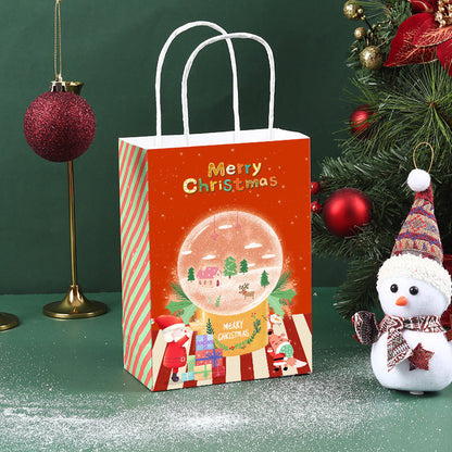 Christmas Kraft Paper Gift Handbag With Festive Designs
