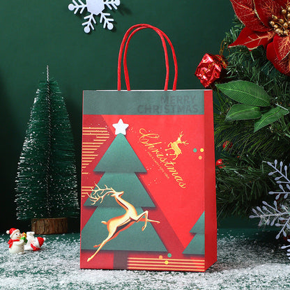 Christmas Kraft Paper Gift Handbag With Festive Designs
