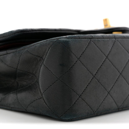 Lambskin Quilted Medium Double Flap Black
