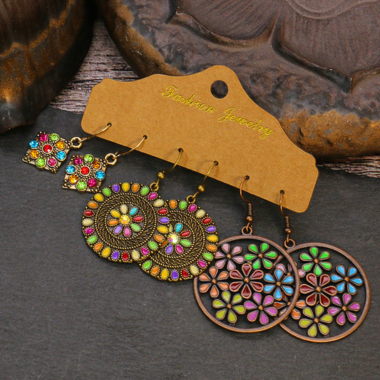 Trendy Water Drop Tassel Earrings Alloy Jewelry Set