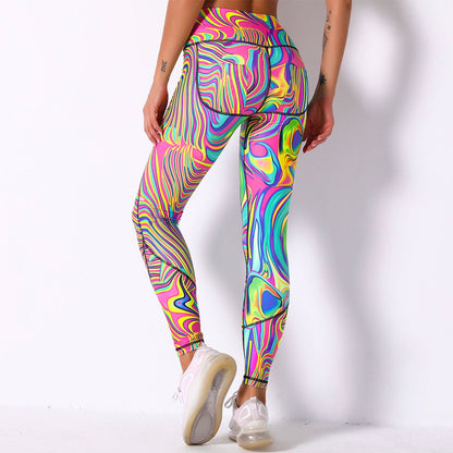Comfortable Breathable Digital Print Yoga Pants High Waist Slim Sports Leggings