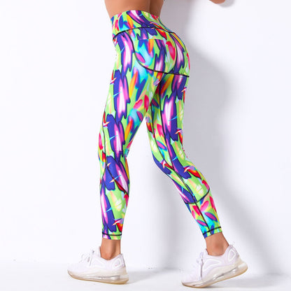 Comfortable Breathable Digital Print Yoga Pants High Waist Slim Sports Leggings