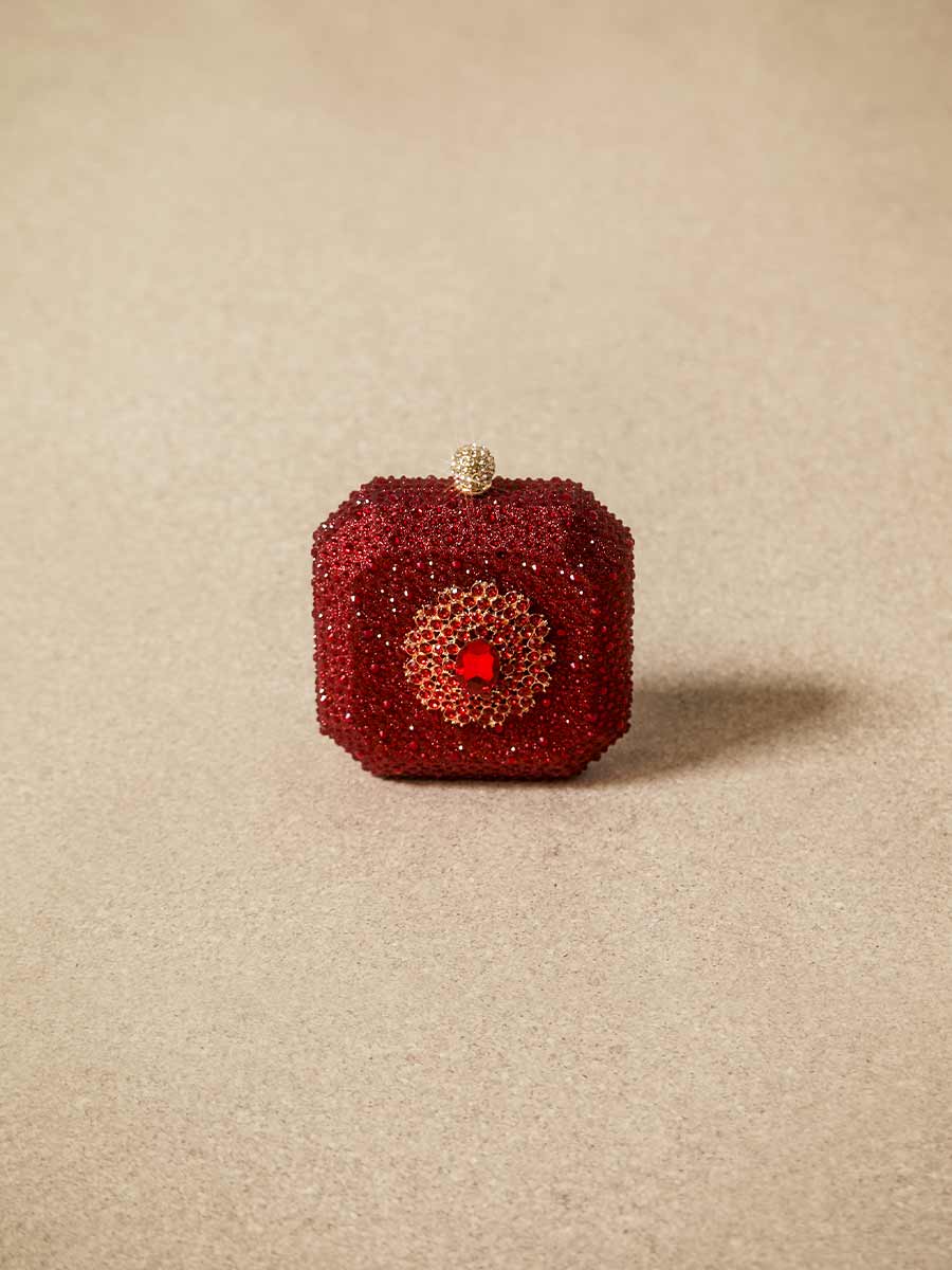 Alina Crystal Embellished Square Clutch Bag