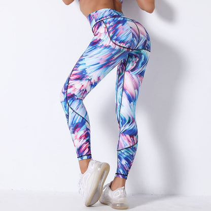 Comfortable Breathable Digital Print Yoga Pants High Waist Slim Sports Leggings