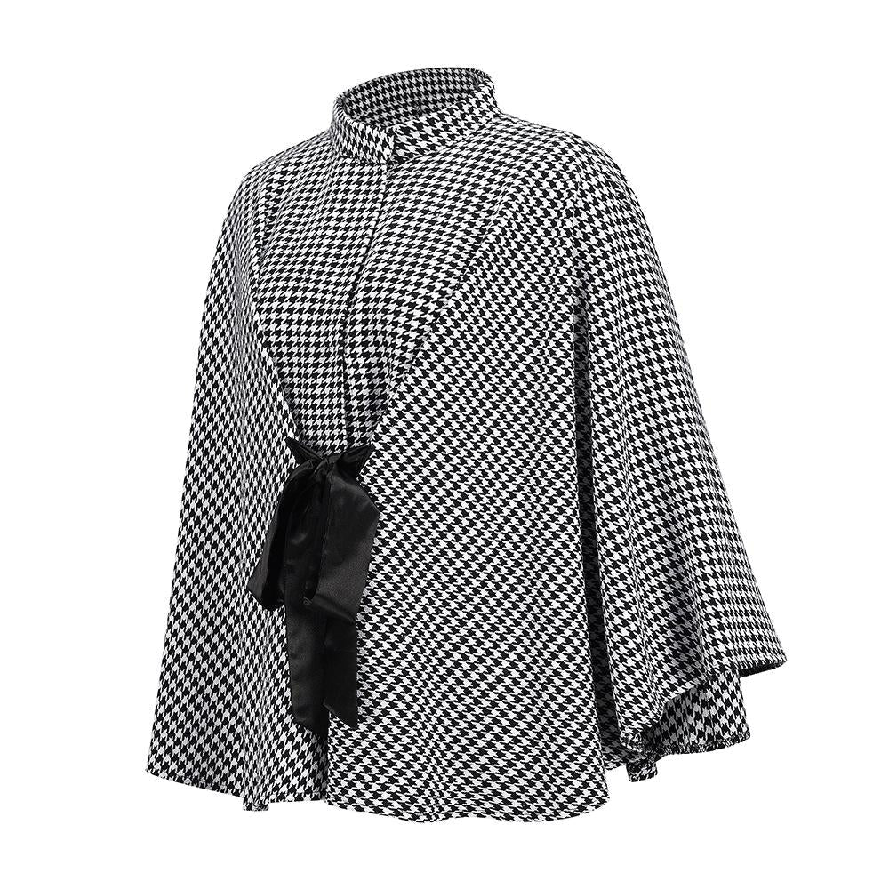Autumn And Winter New Women'S Coat Chiffon Tweed Coat Loose Lace Cloak Top