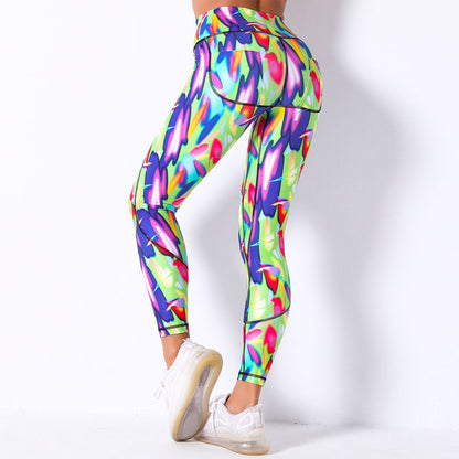 Comfortable Breathable Digital Print Yoga Pants High Waist Slim Sports Leggings