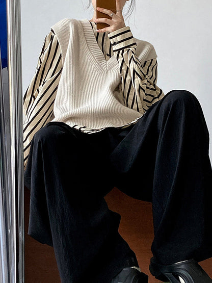 Loose  Leg  Pleated Casual Pants Bottoms