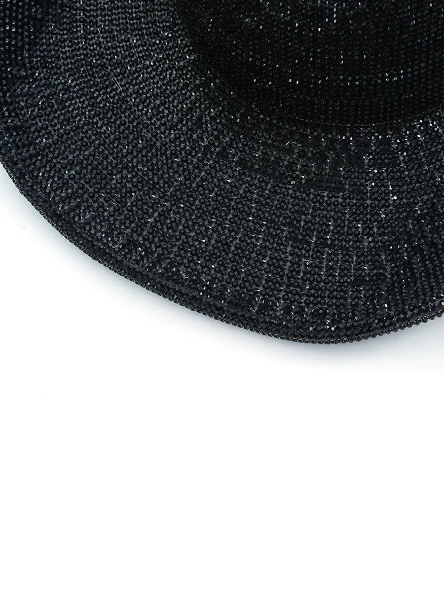 Keira Black Rhinestone-Embellished Fedora
