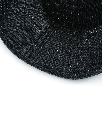 Keira Black Rhinestone-Embellished Fedora