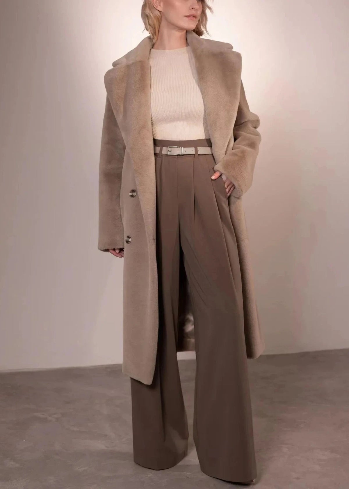 Velvet Coat Longline Double Breasted Tailored Lapel