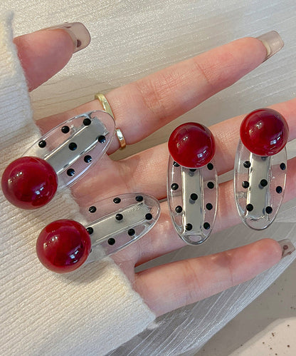 Novelty Red Acrylic Pearl Dot Hairpin