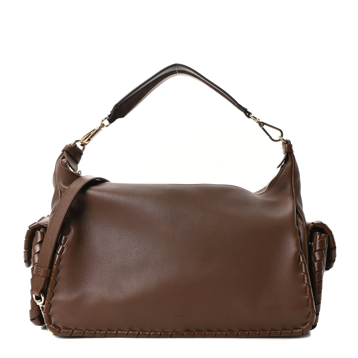 Grained Calfskin Nahir Shoulder Bag Nut