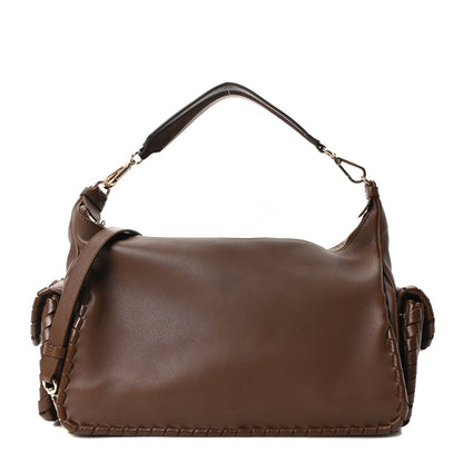 Grained Calfskin Nahir Shoulder Bag Nut