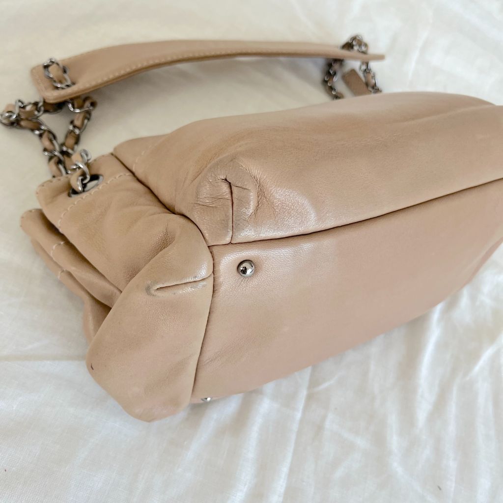 Chanel Tan Leather Accordion Zipper bag