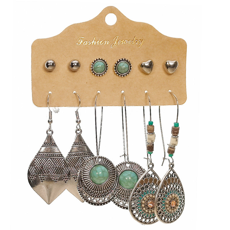 Bohemian Long Leaf Feather Earrings Set