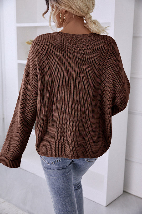 Pocket Oversized Knitted Pullover Sweater