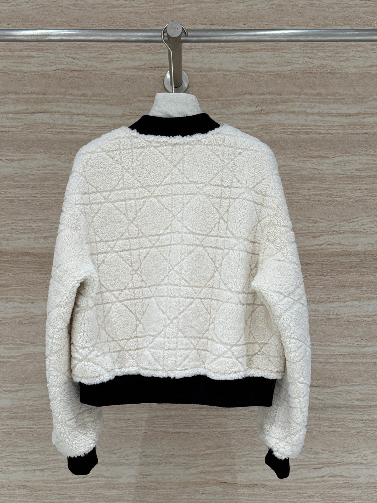 Dior 2025 Shearling Coat Black and Cream Wool Leather