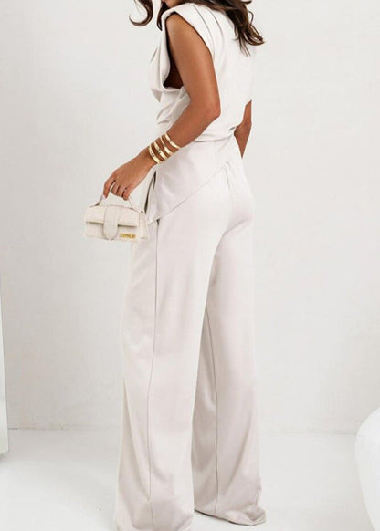 Asymmetric Drape Pants Set Lightweight Fabric