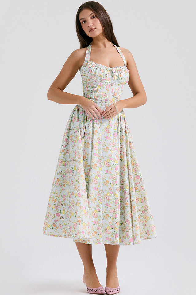 Adabella Cotton Halter Midi Sundress