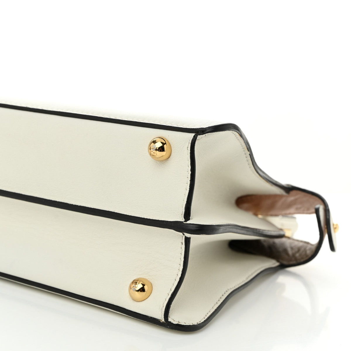 Vitello Seta Nappa Bi-Color Small Peekaboo I SEE U Satchel White Ice Light Rose Tortora