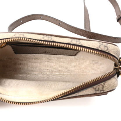 GG Supreme Monogram Textured Dollar Calfskin Web Mini Ophidia Convertible Shoulder Bag Beige Ebony New Acero