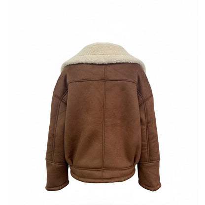Trendy Lapel Collar Loose Warm Lamb Wool Coat