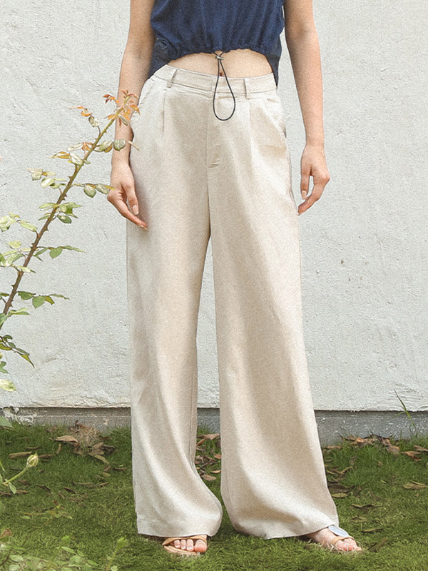 Column Loose Solid Color Casual Pants Bottoms