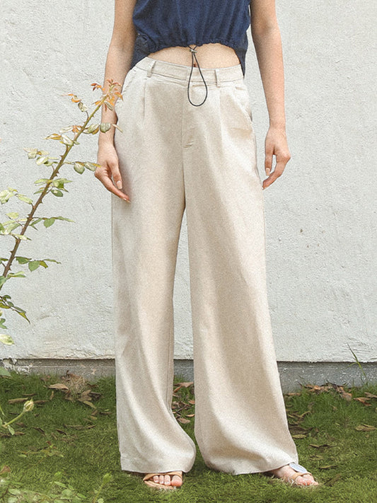 Column Loose Solid Color Casual Pants Bottoms