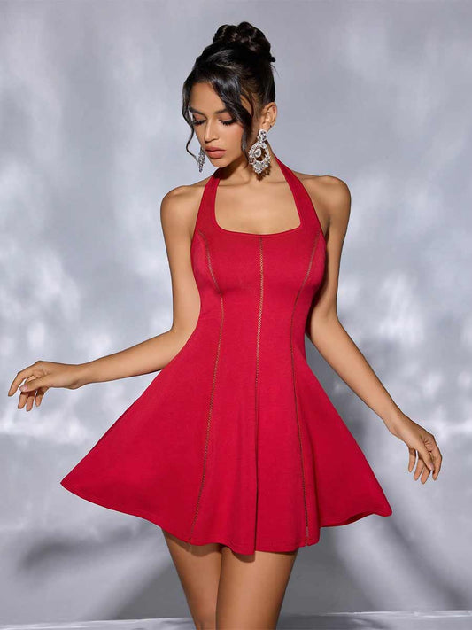 Helena Hanging Neck Backless Mini Dress