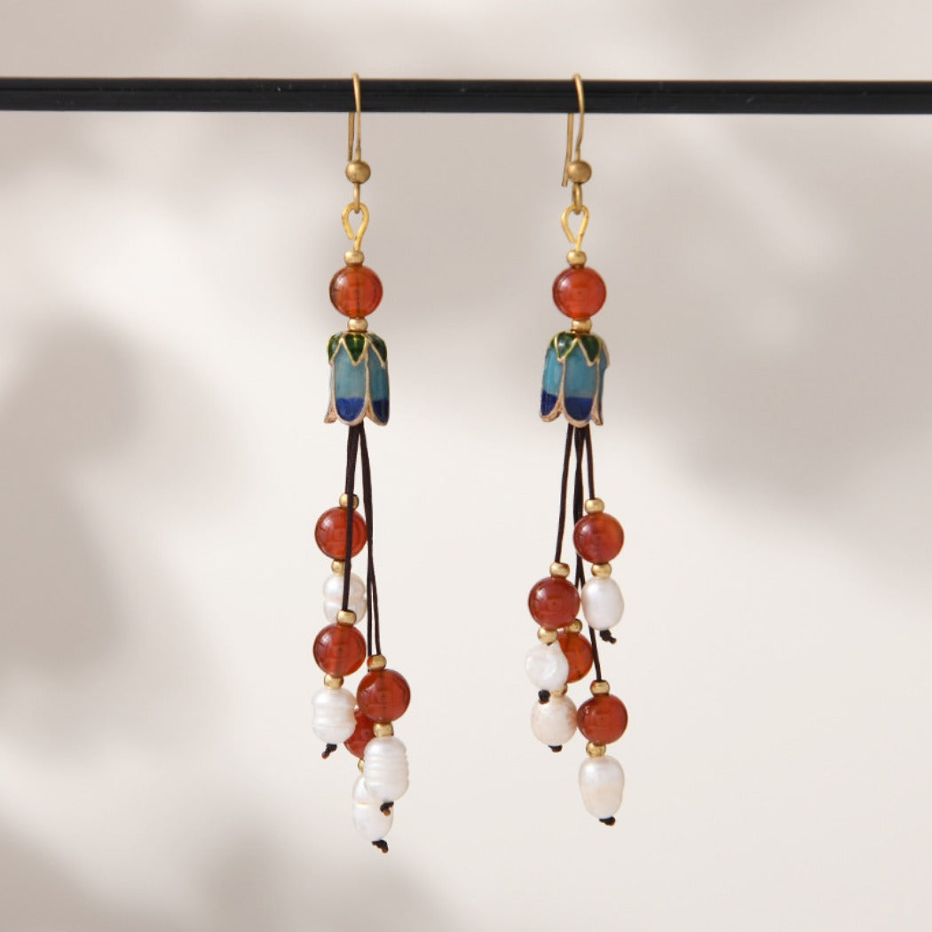 Earwish - Vintage Classic Beaded Long Fringe Earrings - Elegant &amp; Chic