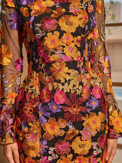 Angelina Flower Embroidered Mini Dress